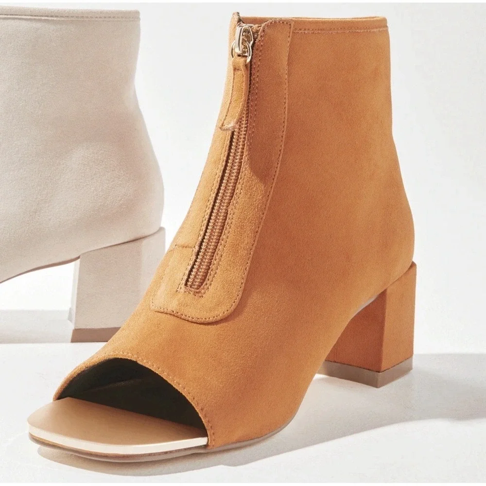 Bellini Jaded open-toe block heel booties in orange microsuede Size 8 - Picture 11 of 11